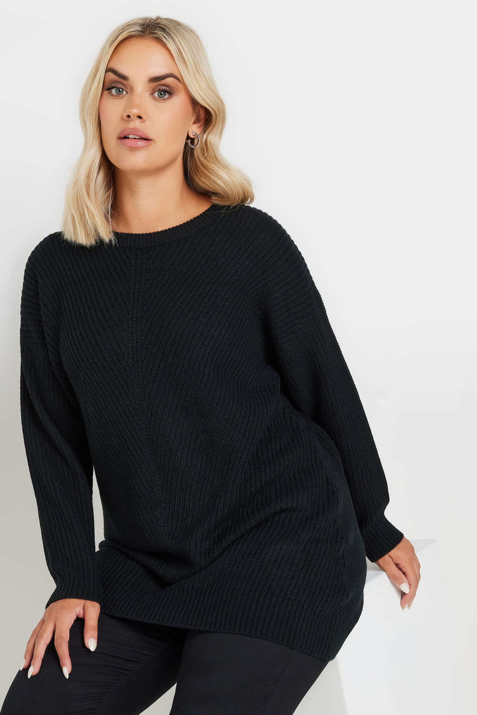 Yours Plus Size Curve Black Essential Knitted Jumper