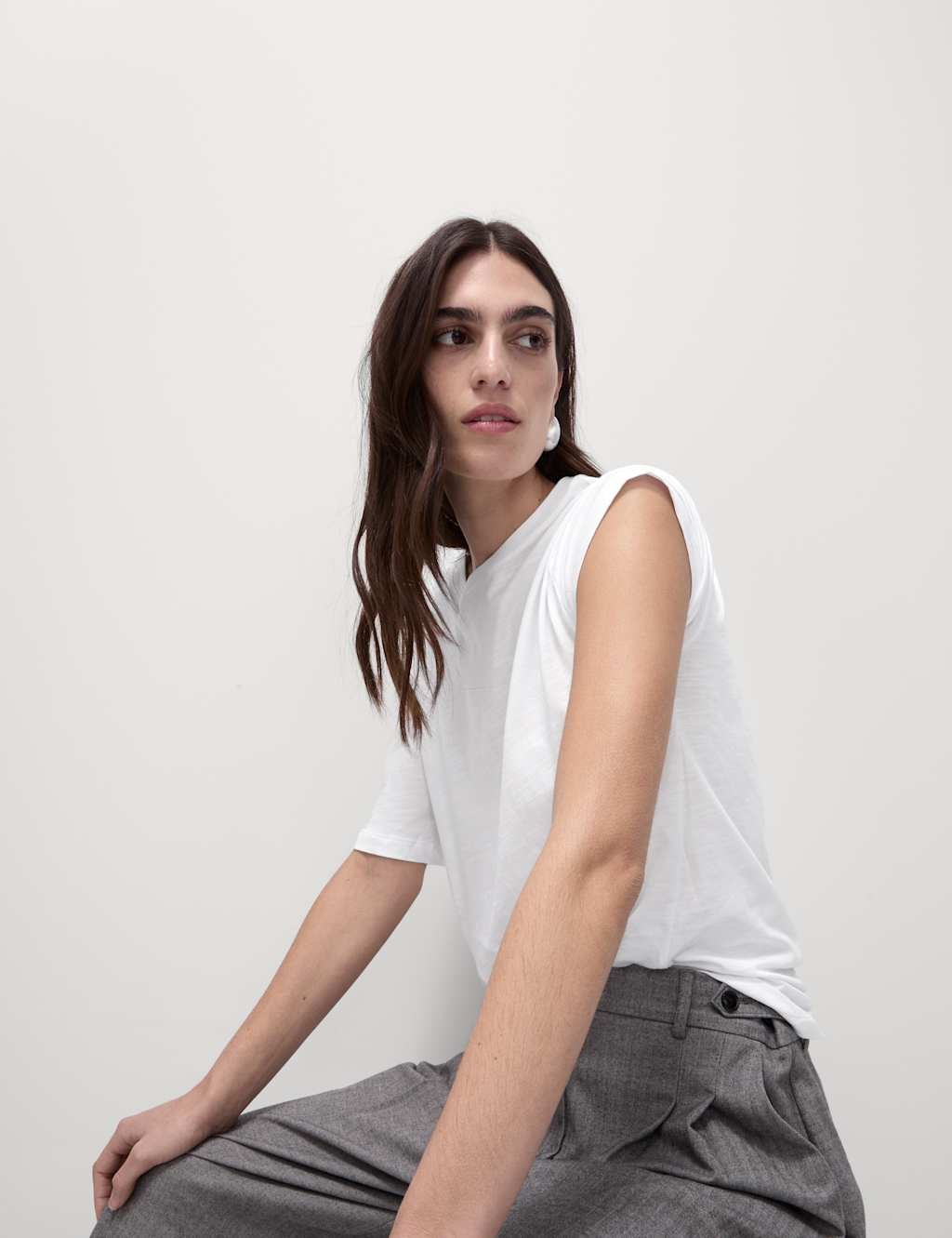 Marks & Spencer M&S Cotton Modal Relaxed T-Shirt Soft White - 4