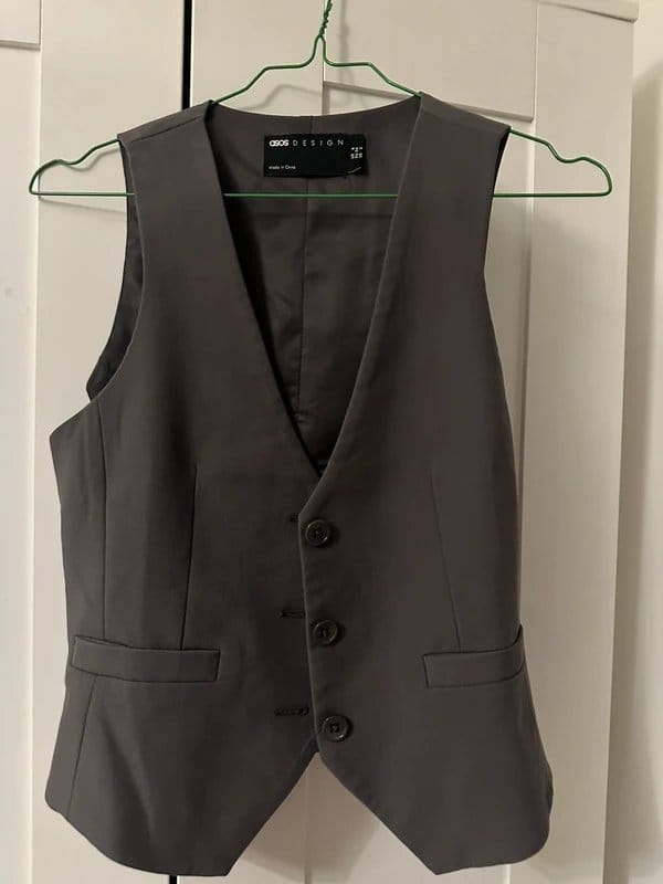 ASOS Grey Polyester-Cotton Waistcoat