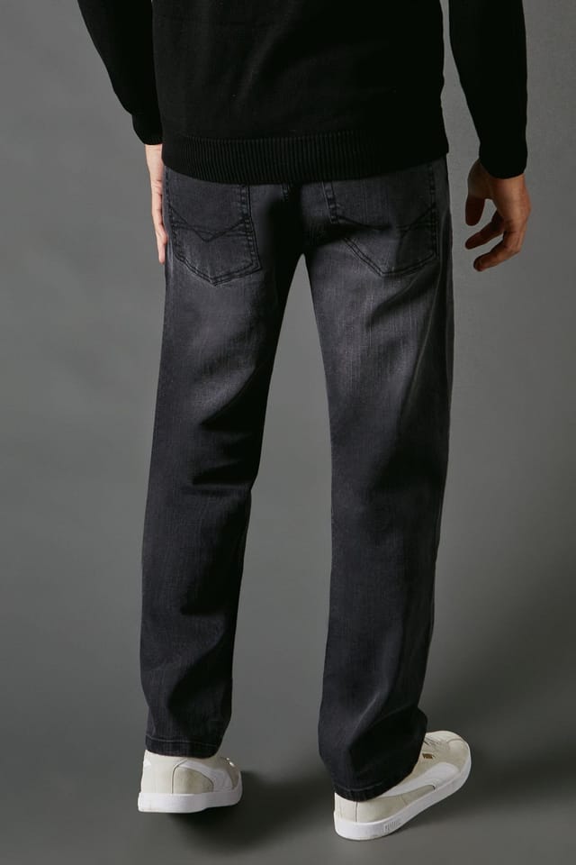 Maine Maine Men's Washed Black Stretch Straight Leg Jeans - 3