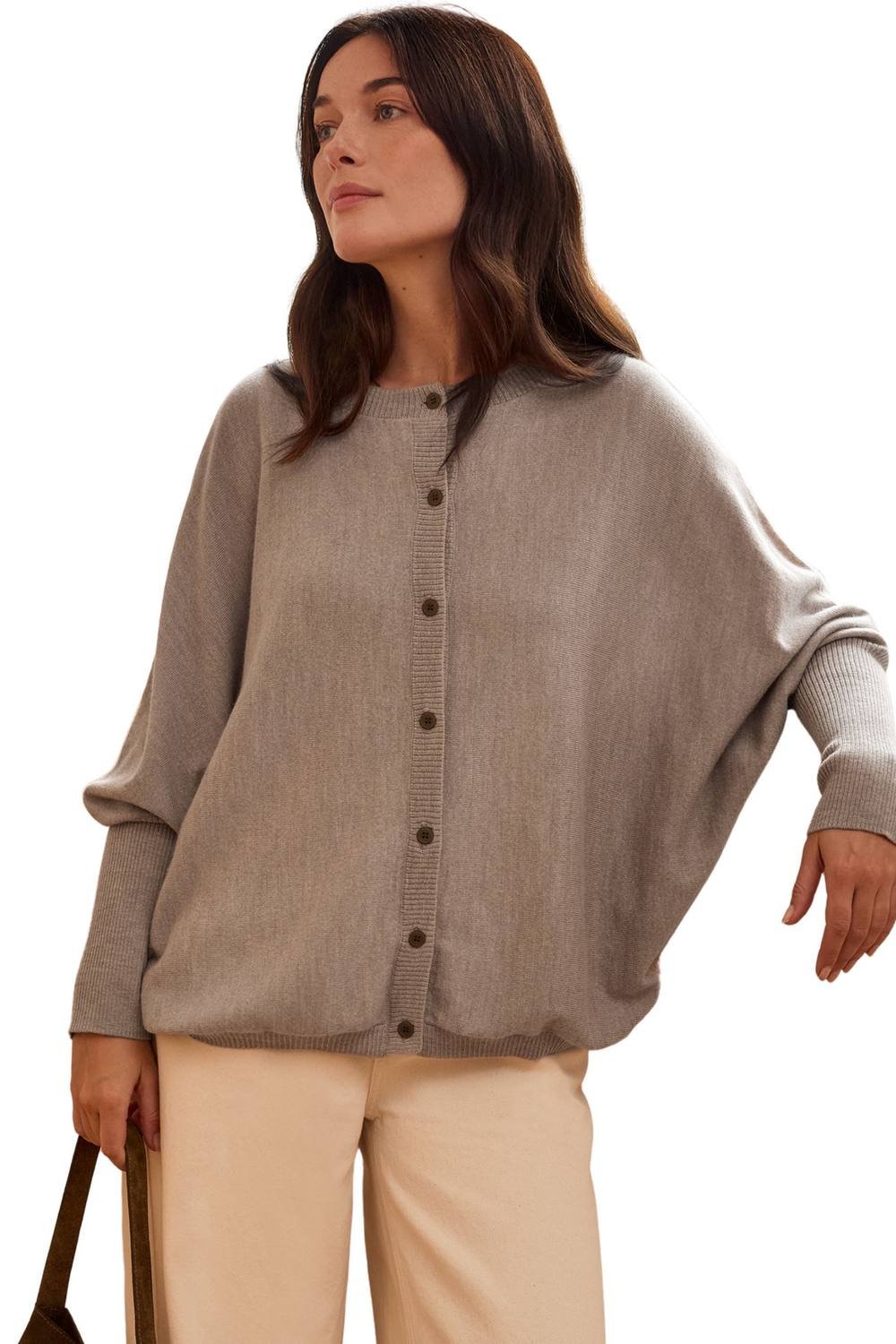 Celtic & Co Celtic & Co Women's Fine Knit Merino Cardigan in Cream - 3