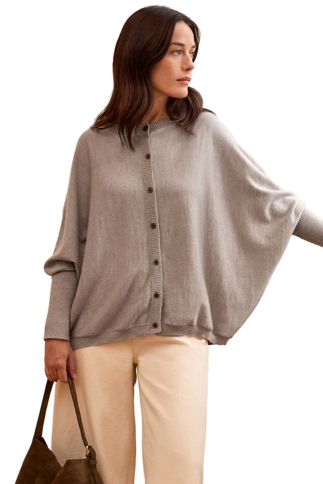 Celtic & Co Celtic & Co Women's Fine Knit Merino Cardigan in Cream - 3
