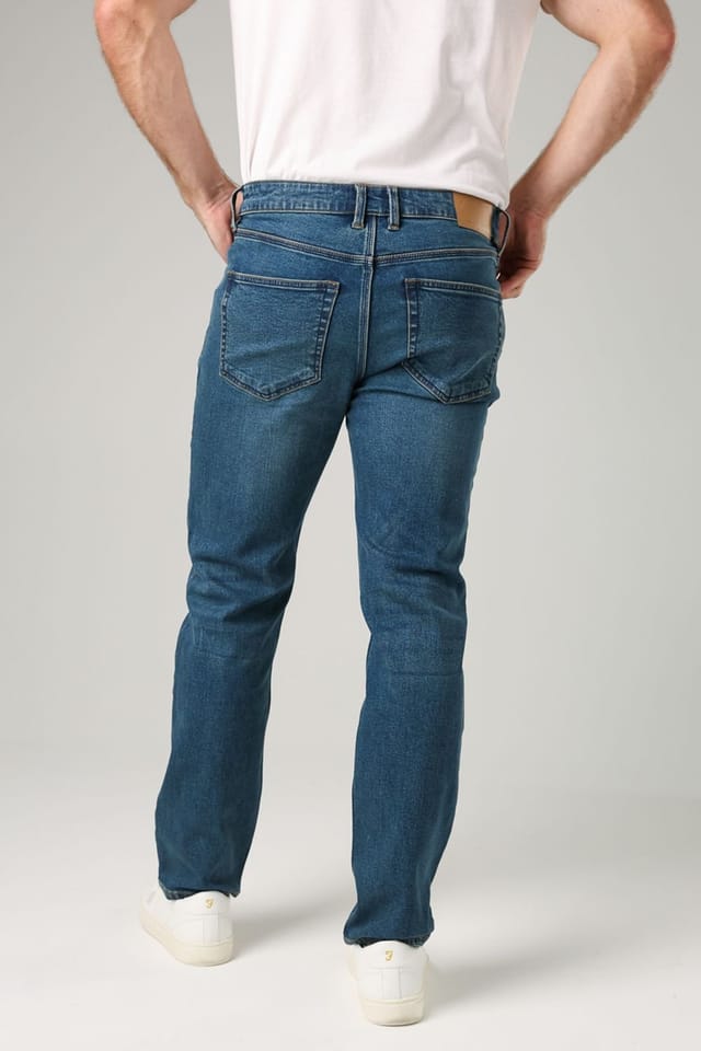 French Connection French Connection Men's Cotton Straight Leg Stetch Denim Jeans in Mid Blue - 2