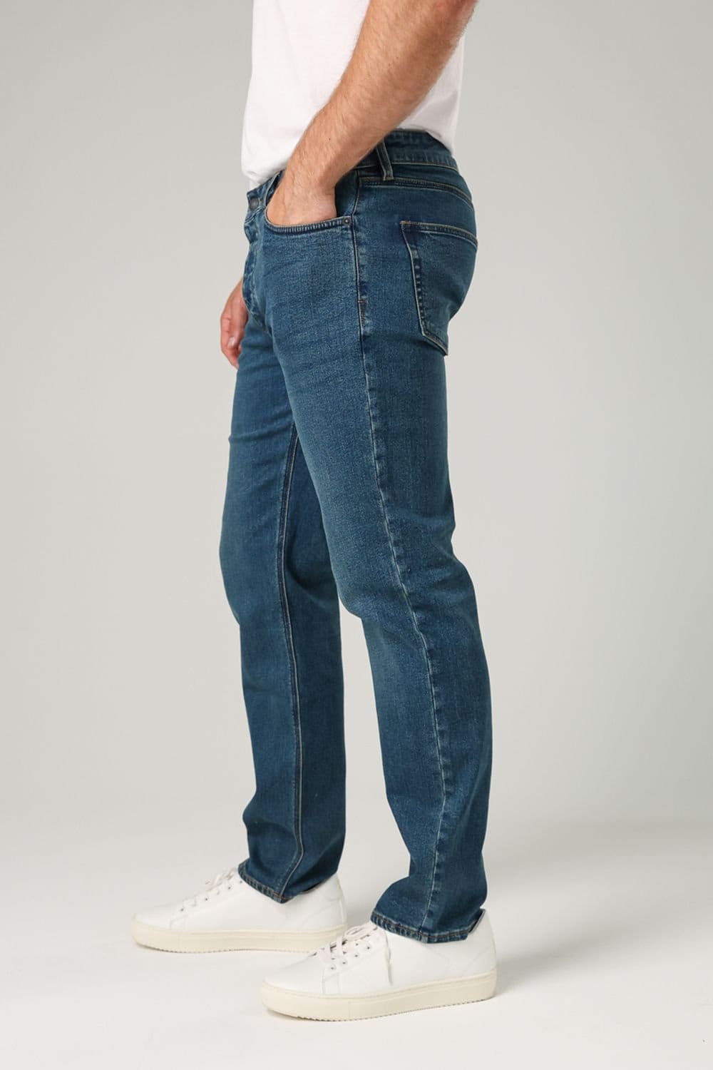 French Connection French Connection Men's Cotton Straight Leg Stetch Denim Jeans in Mid Blue - 4