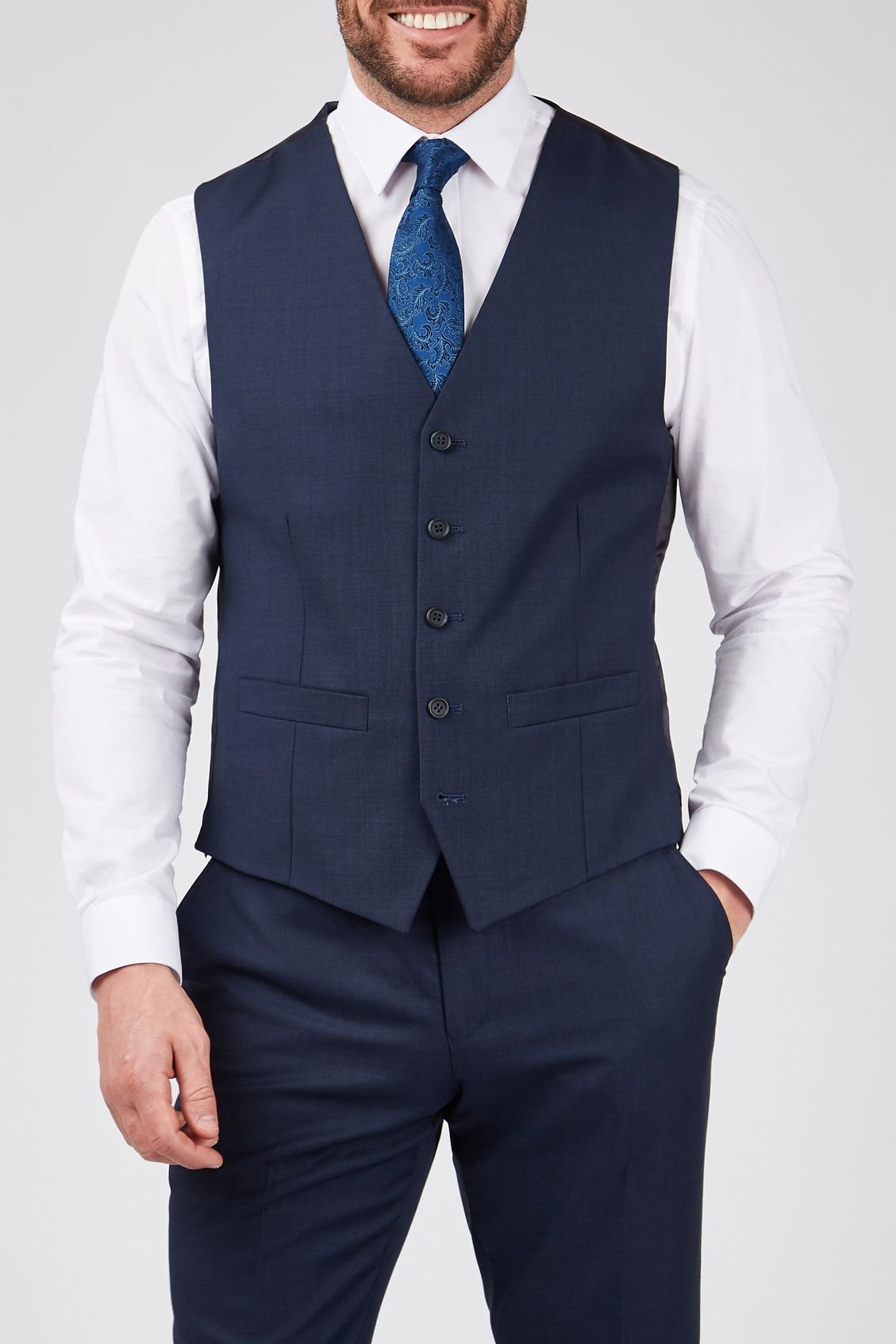Scott Scott Men's Sharkskin Waistcoat in Blue - 2