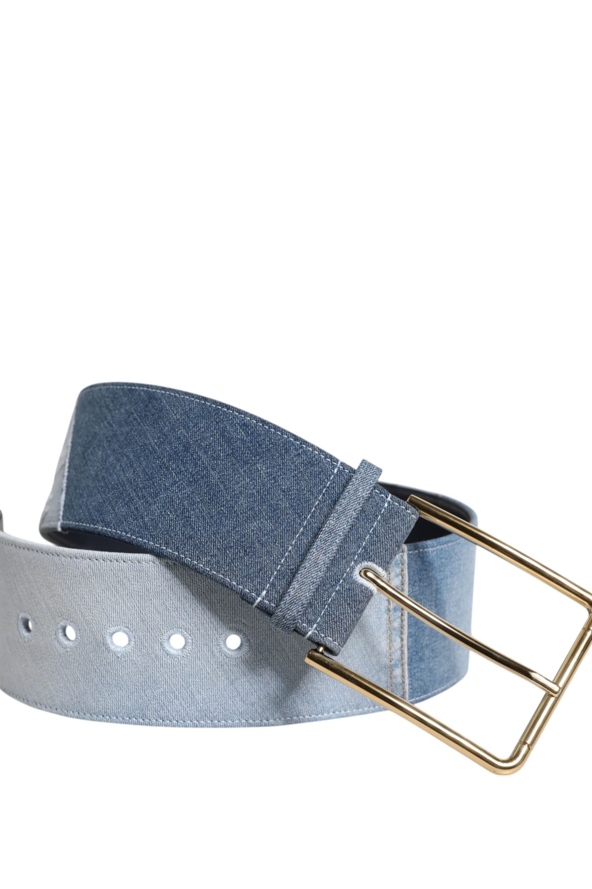 Dolce & Gabbana Dolce & Gabbana Blue Denim Gold Buckle Belt