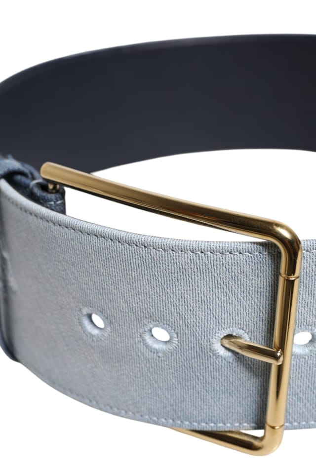 Dolce & Gabbana Dolce & Gabbana Women's Two Tone Denim Gold Metal Buckle Belt in Blue - 3