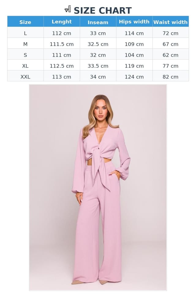 Love Lace Love Lace Women's Matte Crepe Wide Leg Trousers with Elastic in Pink - 3