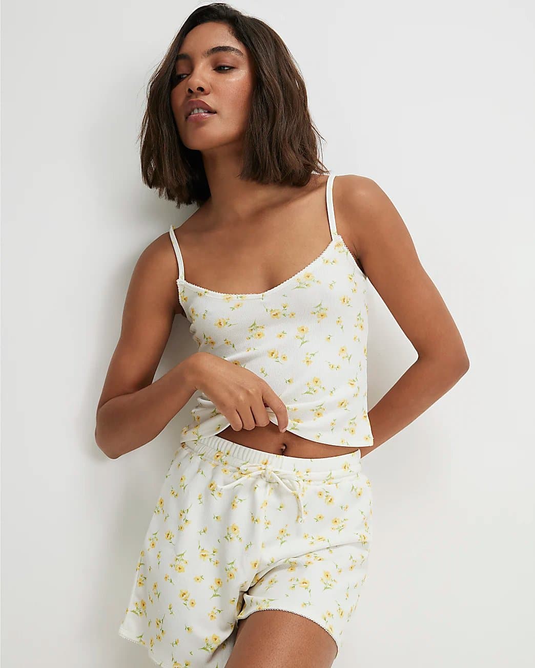 River Island River Island Womens White Floral Cami Top And Shorts Set