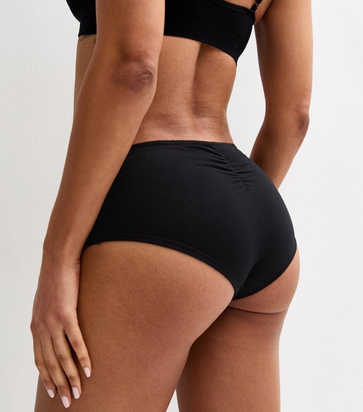 New Look Women's Black Cotton Jersey Ruched Back Brief Shorts New Look