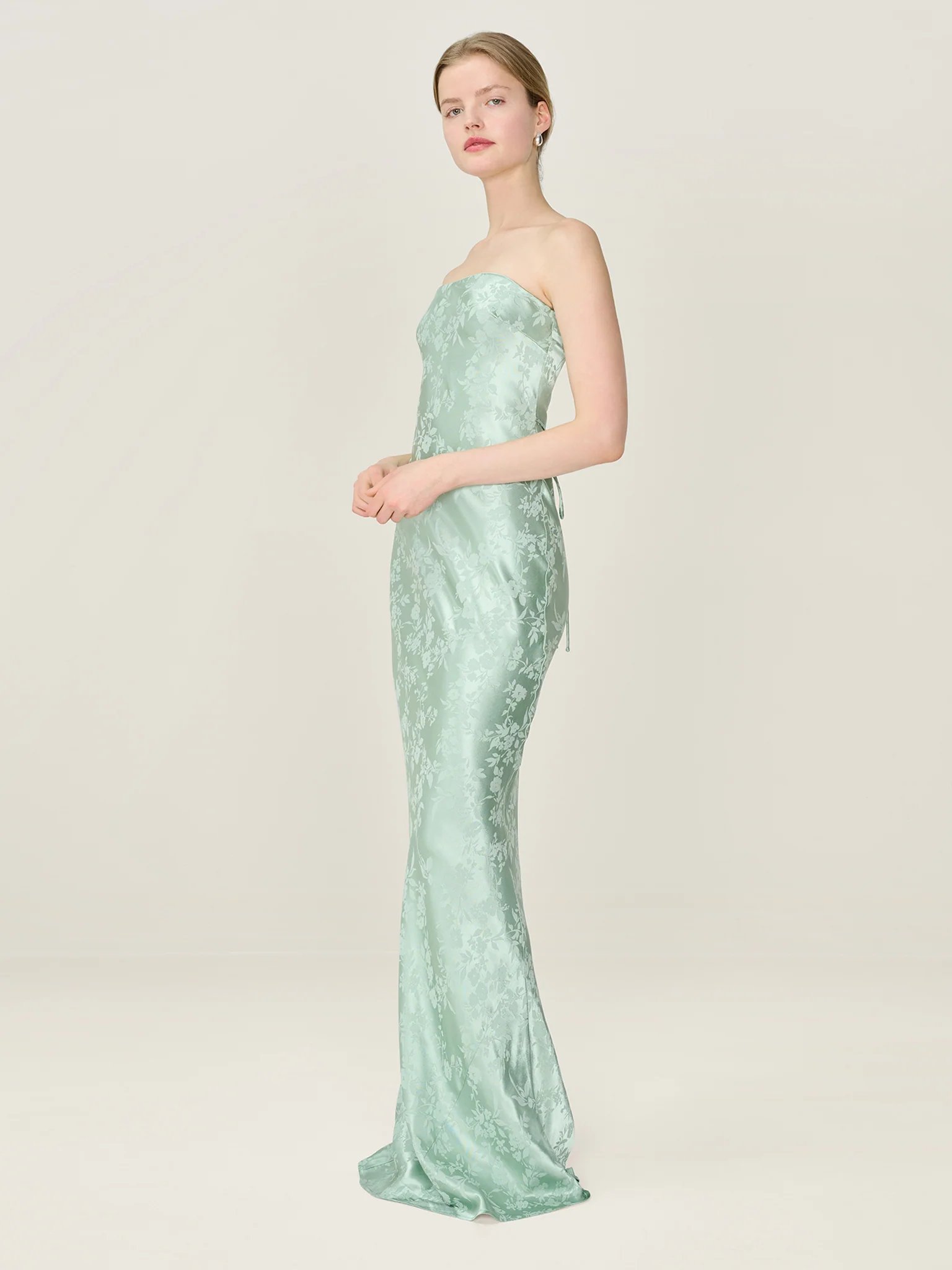 OMNES Amdra Jacquard Dress in Sage - 2