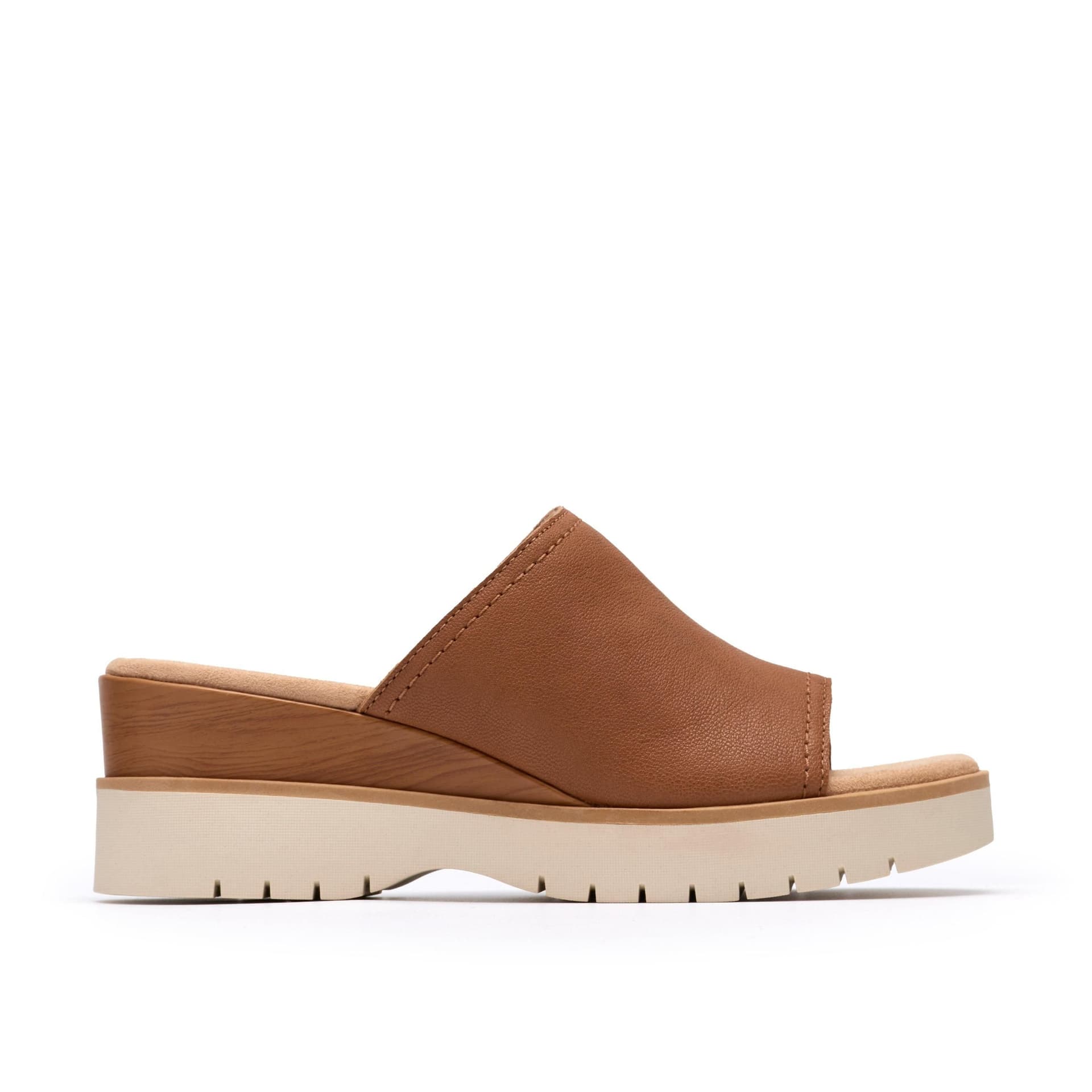 Clarks Clarks Women's Diaz Slide Tan Leather Wedge Sandals in Brown