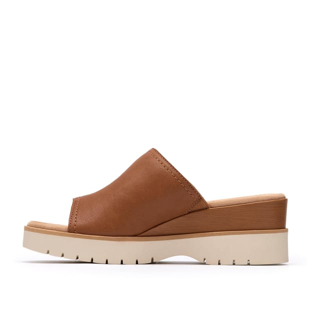 Clarks Clarks Women's Diaz Slide Tan Leather Wedge Sandals in Brown - 2