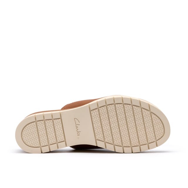 Clarks Clarks Women's Diaz Slide Tan Leather Wedge Sandals in Brown - 3