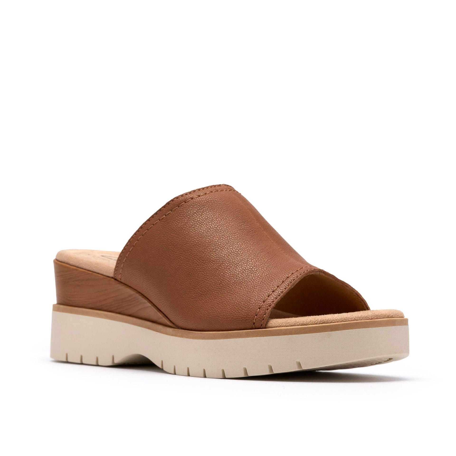 Clarks Clarks Women's Diaz Slide Tan Leather Wedge Sandals in Brown - 4