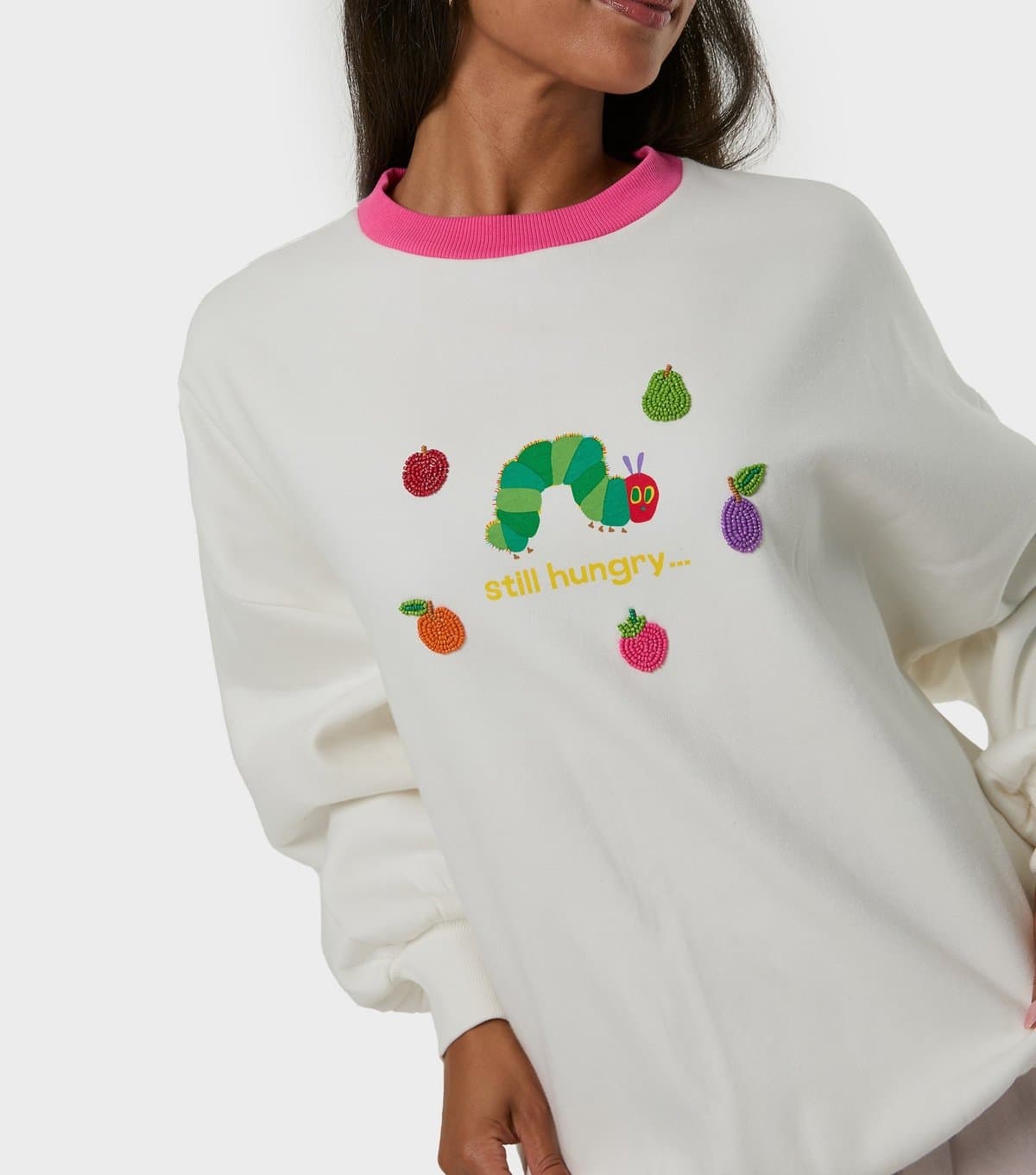 Skinnydip Women's White The Hungry Caterpillar Beaded Sweatshirt Skinnydip New Look