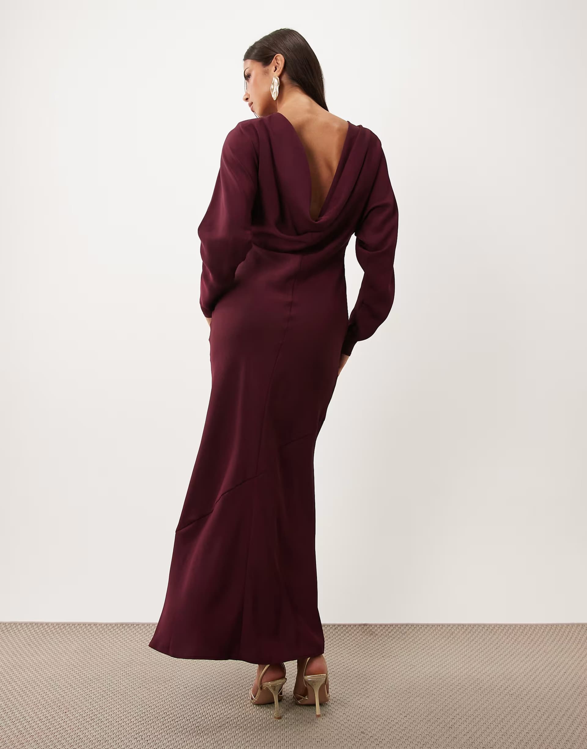 ASOS ASOS DESIGN batwing maxi dress with cowl back in burgundy