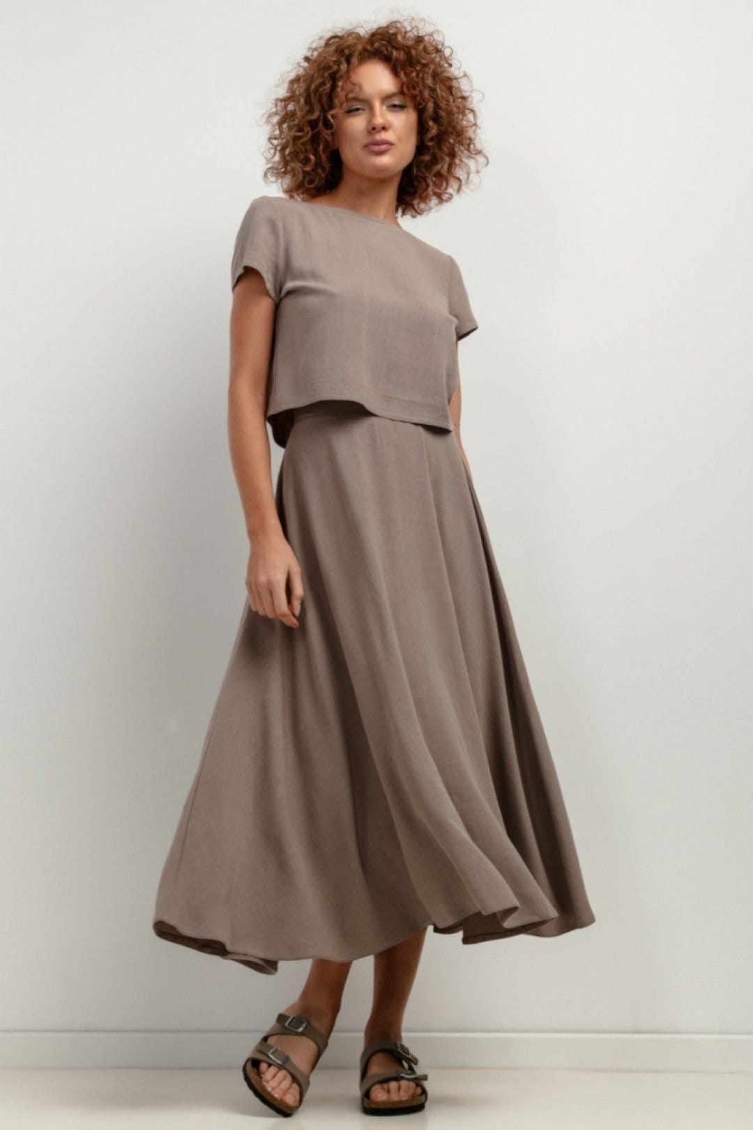 Love Lace Love Lace Women's Linen Viscose Summer Blouse in Brown - 4