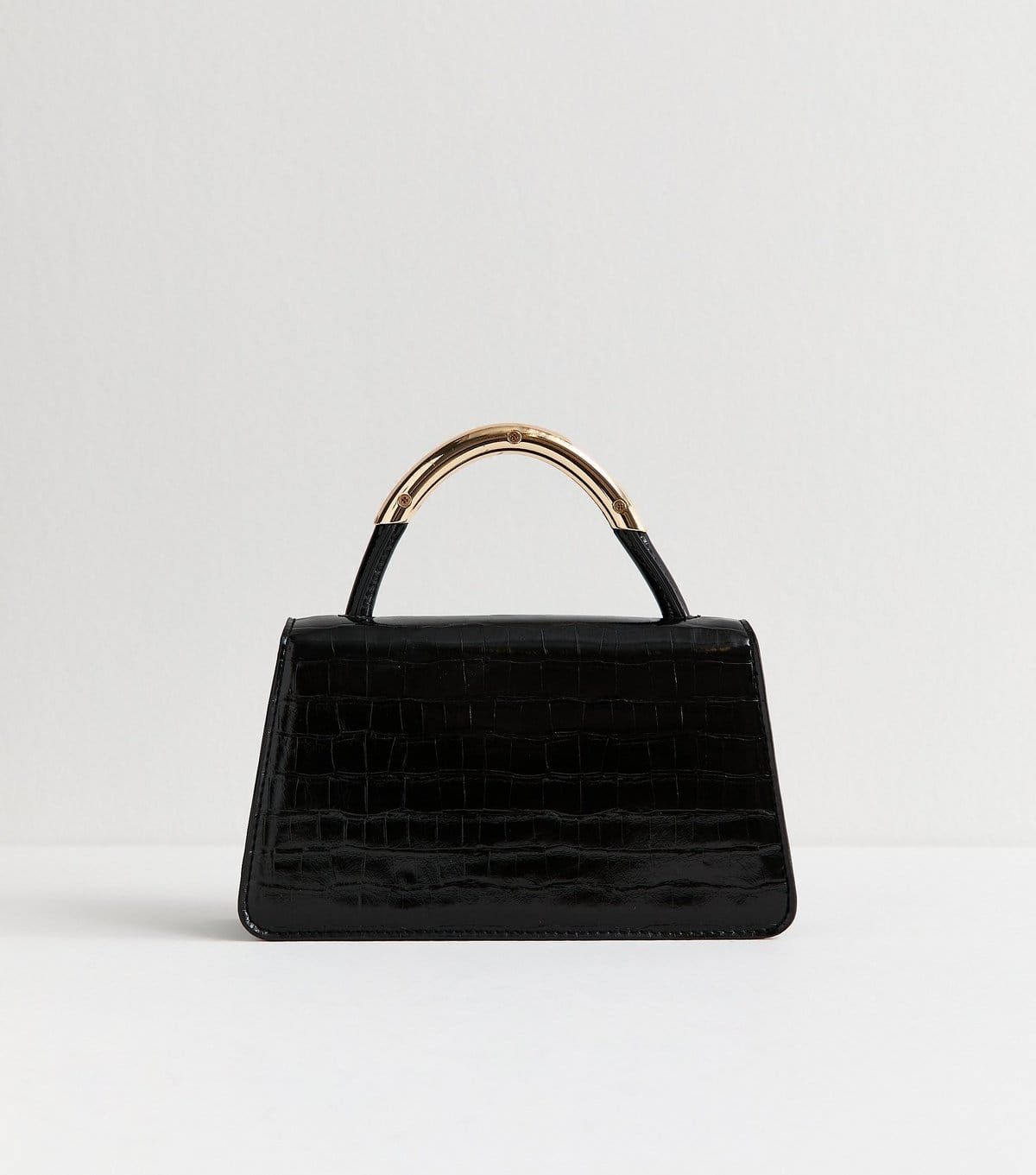 New Look Black Crocodile Effect Faux Leather Top Handle Bag Vegan New Look - 4