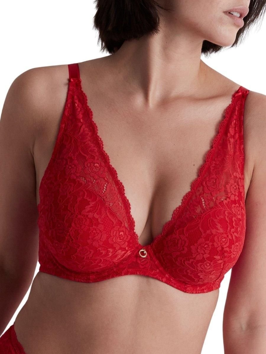 Aubade Aubade Women's Rosessence Care High Apex Plunge Bra in Red - 4
