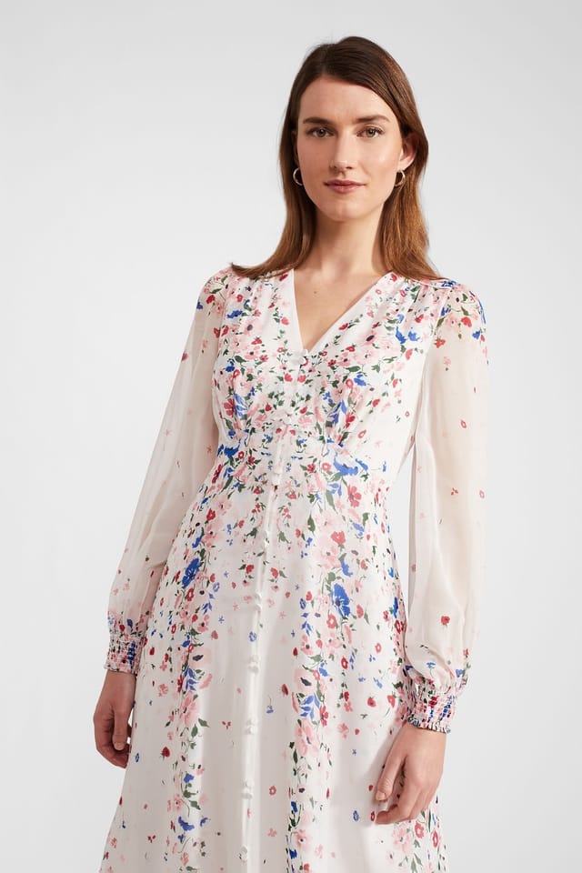 Hobbs London Hobbs London Women's Asher Silk Dress in Off-White - 3