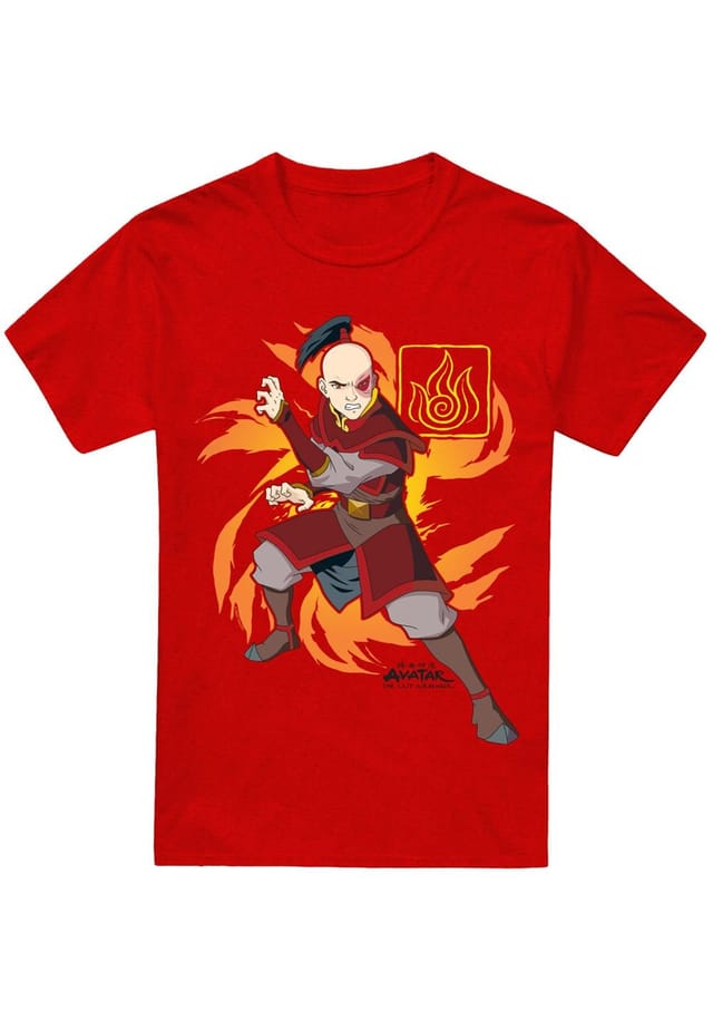 Avatar: The Last Airbender Avatar: The Last Airbender Men's Avatar The Last Airbender Zuko Flame Burst T-Shirt-Red in Red - 3