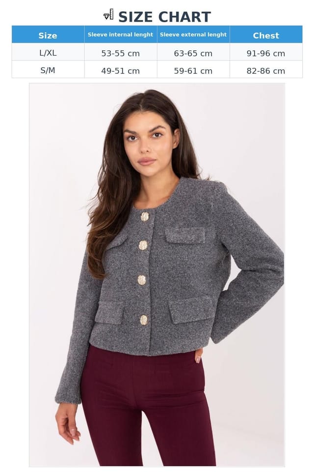 Love Lace Love Lace Women's Elegant Short Button Jacket for Workwear in Grey - 3