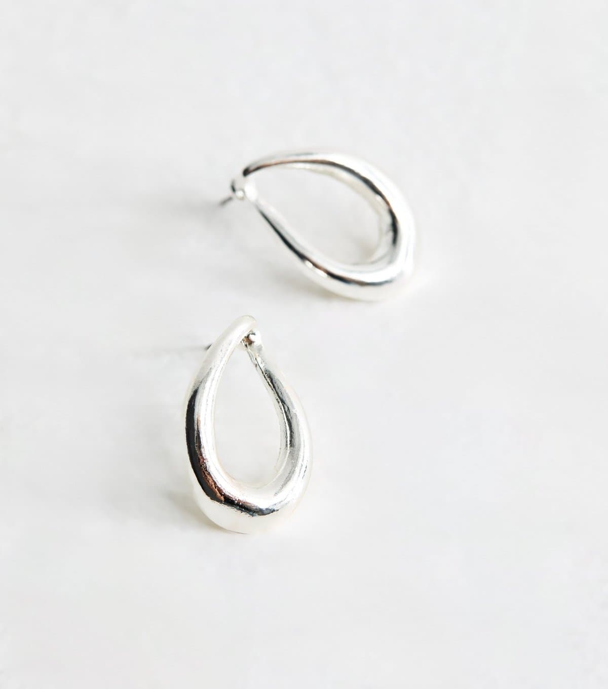 New Look New Look Silver Tone Sleek Oval Drop Earrings