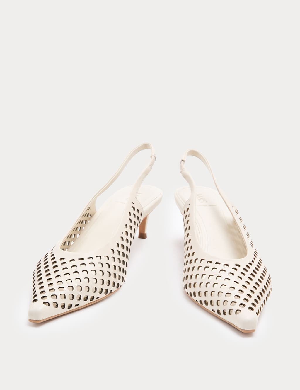 Marks & Spencer M&S Leather Laser Cut Slingback Sandals White