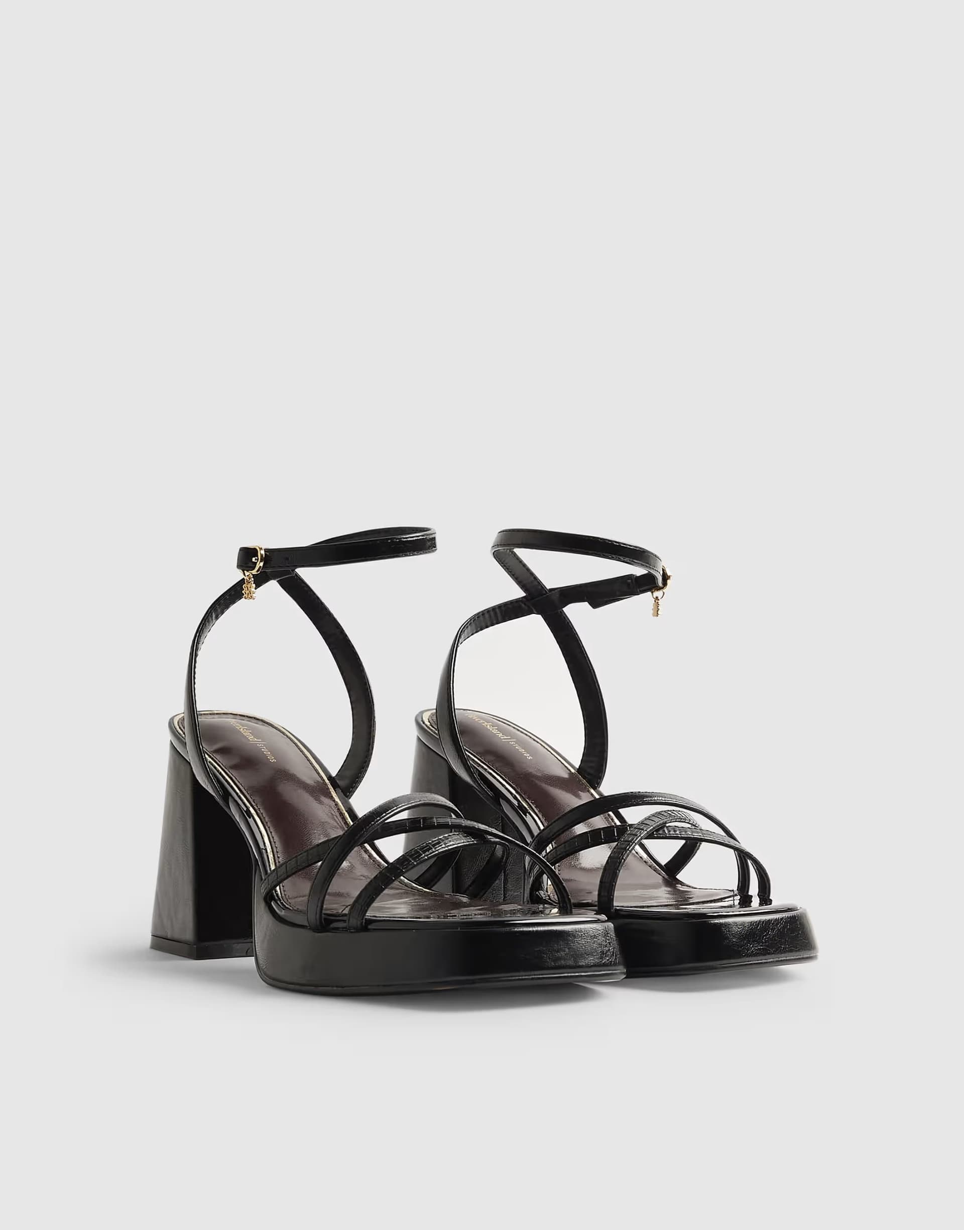 ASOS River Island Block heel cross strap heeled sandals in black