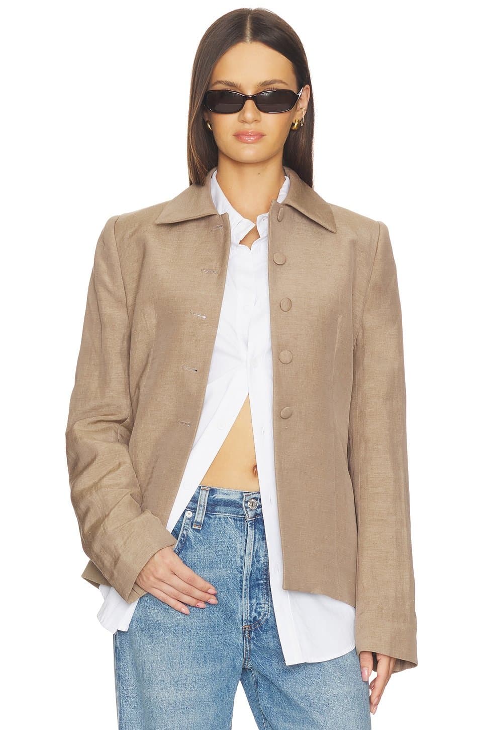 revolve Revolve Taupe Linen Blazer
