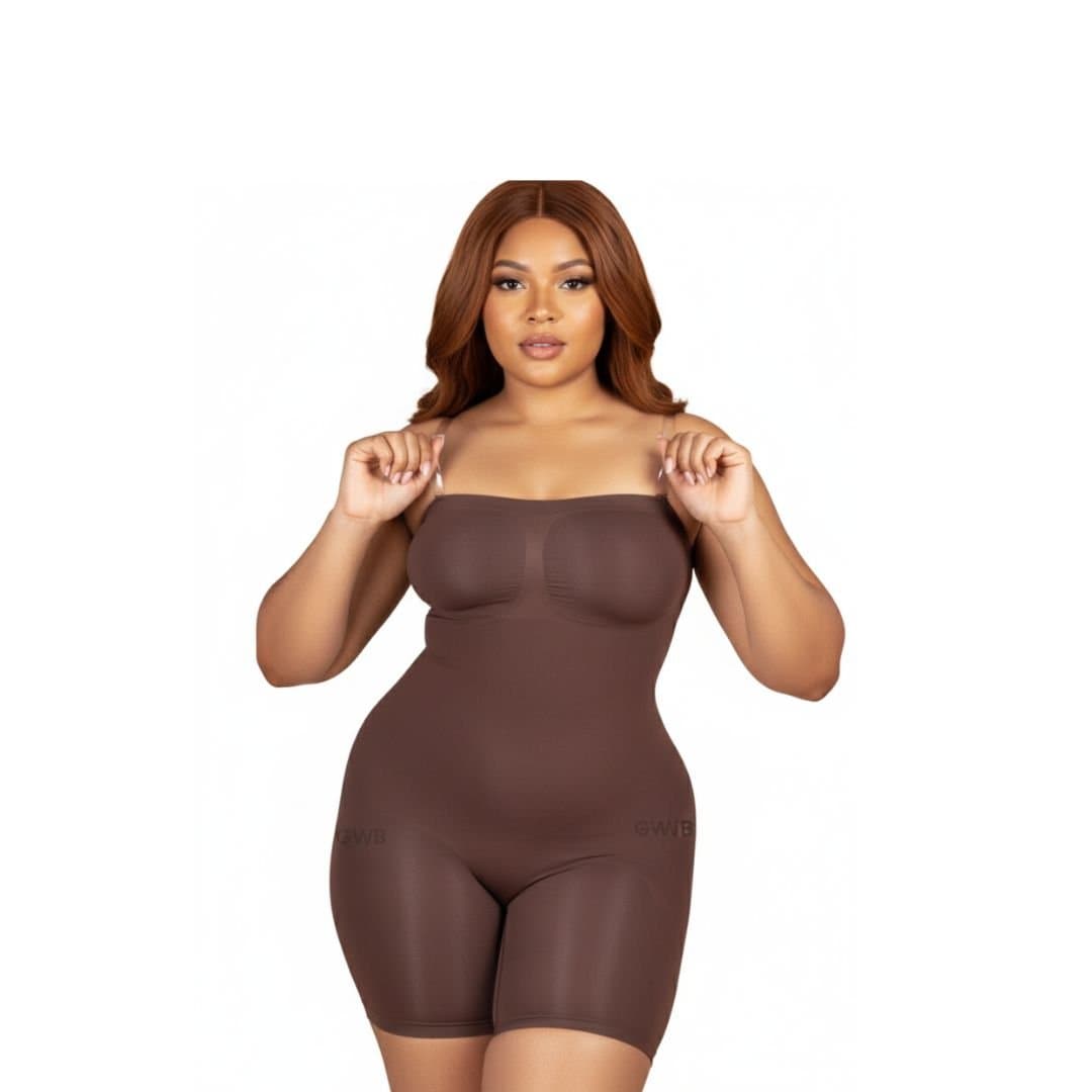 GWB Shapewear GWB Shapewear Women's Brown Sculpt Removable Straps Butt Lift Seamless Shapewear in Dark Brown