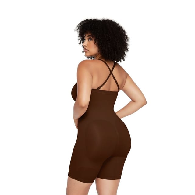 GWB Shapewear GWB Shapewear Women's Brown Sculpt Removable Straps Butt Lift Seamless Shapewear in Dark Brown - 2