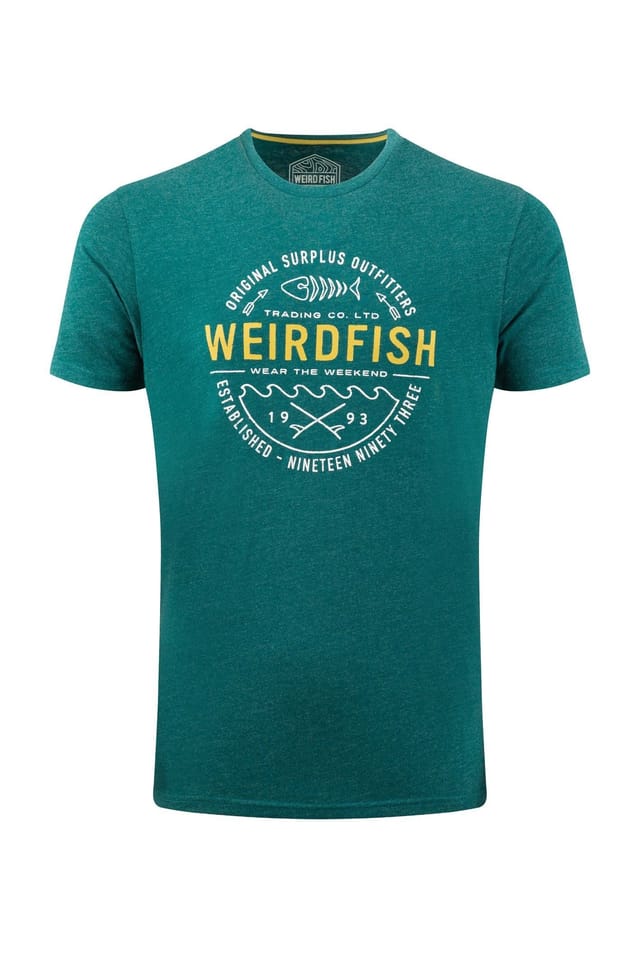 Weird Fish Weird Fish Men's Waves Front Print Graphic T-Shirt in Green - 2