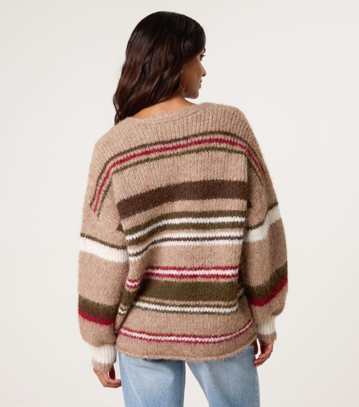 Blue Vanilla Women's Brown Stripe Knit Cardigan Blue Vanilla New Look - 4