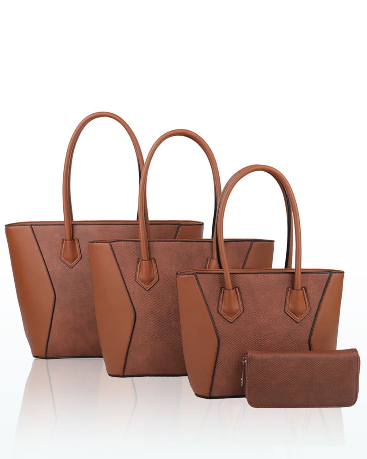 Fontanella Fashion Fontanella Fashion Women's Squisita Elegant 4in1 PU Leather Handbag x Tote bag with Purse in Tan
