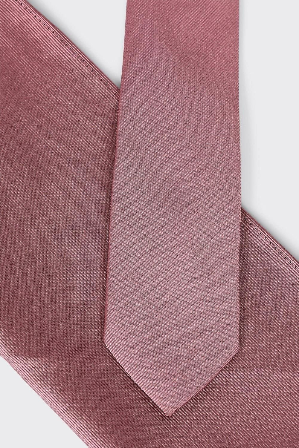 Burton Burton Men's Rose Pink Slim Tie & Pocket Square Set - 4