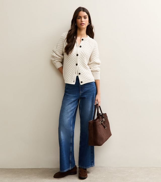 New Look Women's Cream Chunky Crew Neck Cardigan New Look - 3