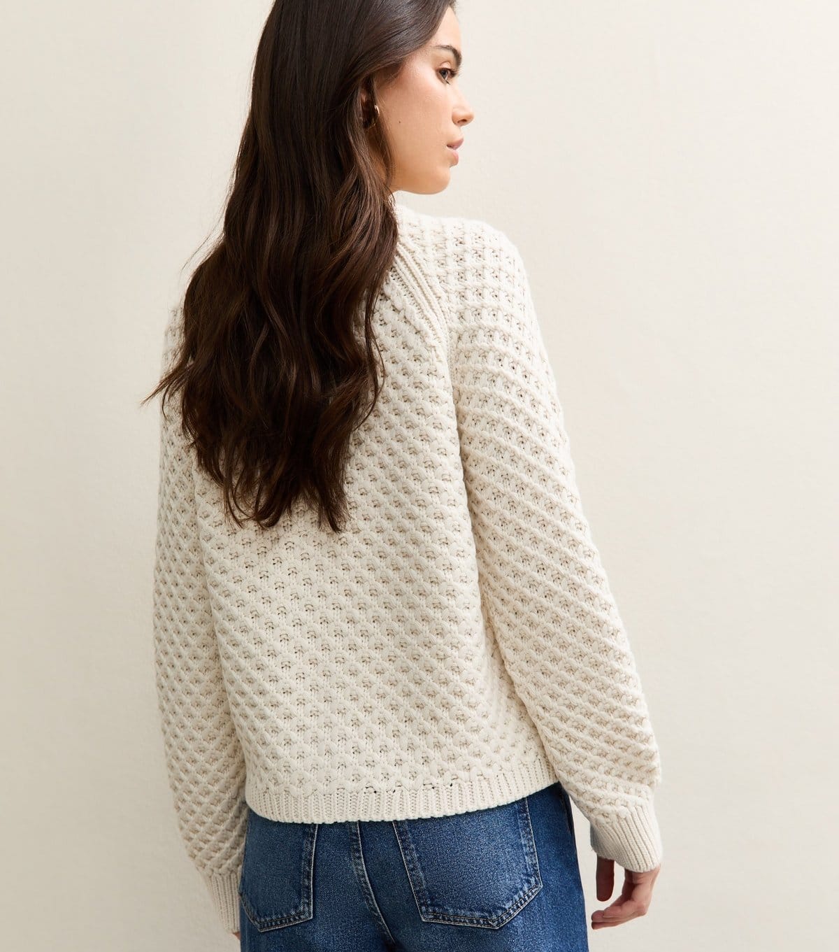 New Look Women's Cream Chunky Crew Neck Cardigan New Look - 4