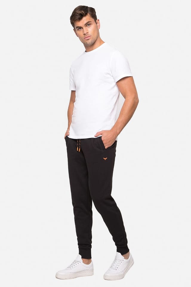 Threadbare Threadbare Men's Cotton Blend 'Trifoliate' Joggers in Black - 3