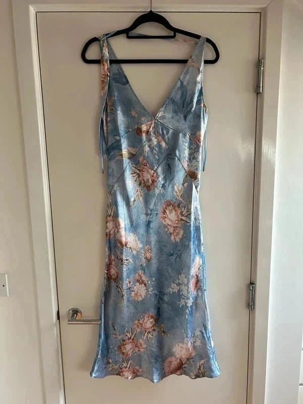 ASOS Design Asos Design satin blue floral slip dress size 10