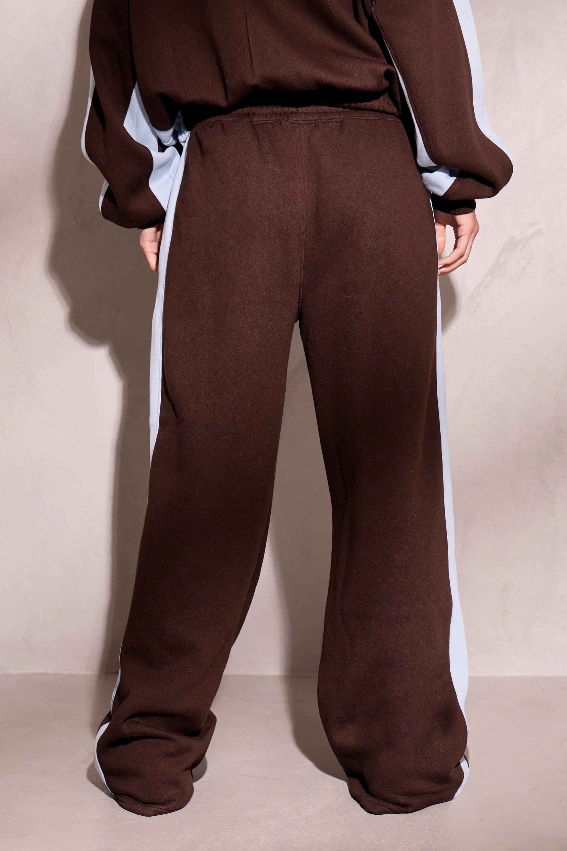 Kaiia Kaiia Sport Stripe Wide Leg Joggers Chestnut Brown & Dusty Blue - 4