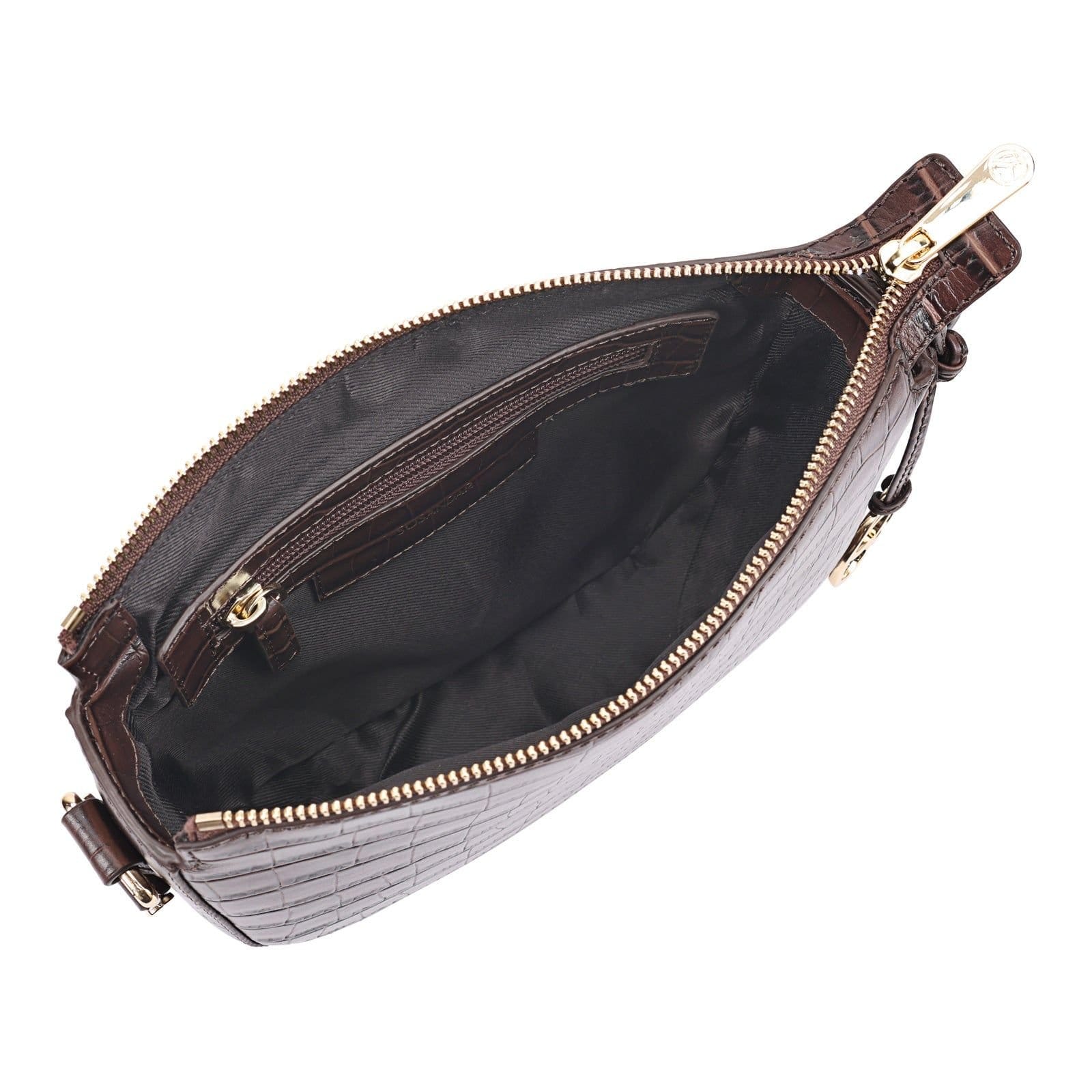 Sosandar SOSANDAR Women's Fairfax Leather Cross Body Bag in Brown - 4