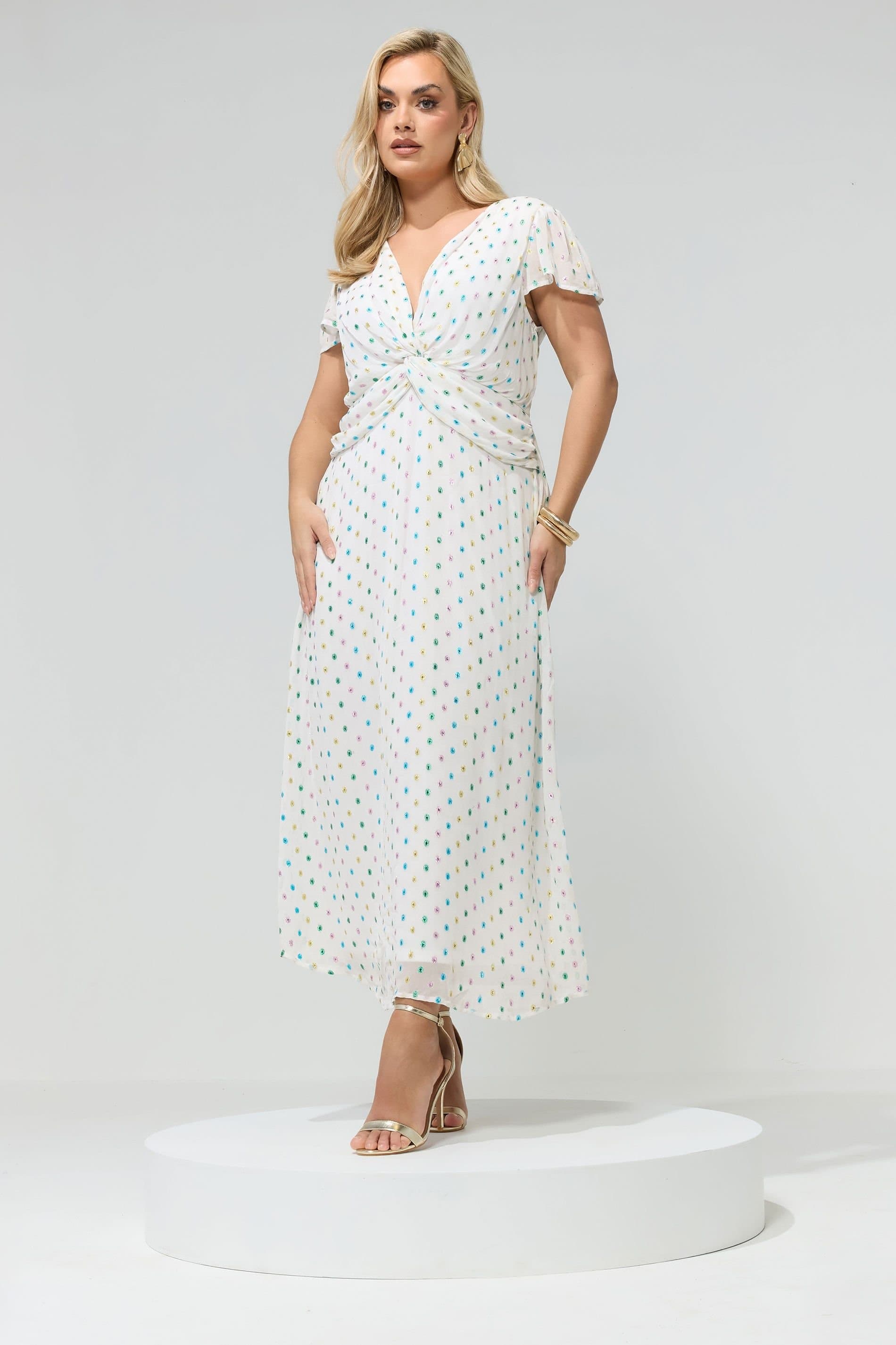 Yours Yours Women's Dobby Twist Front Maxi Dress in White