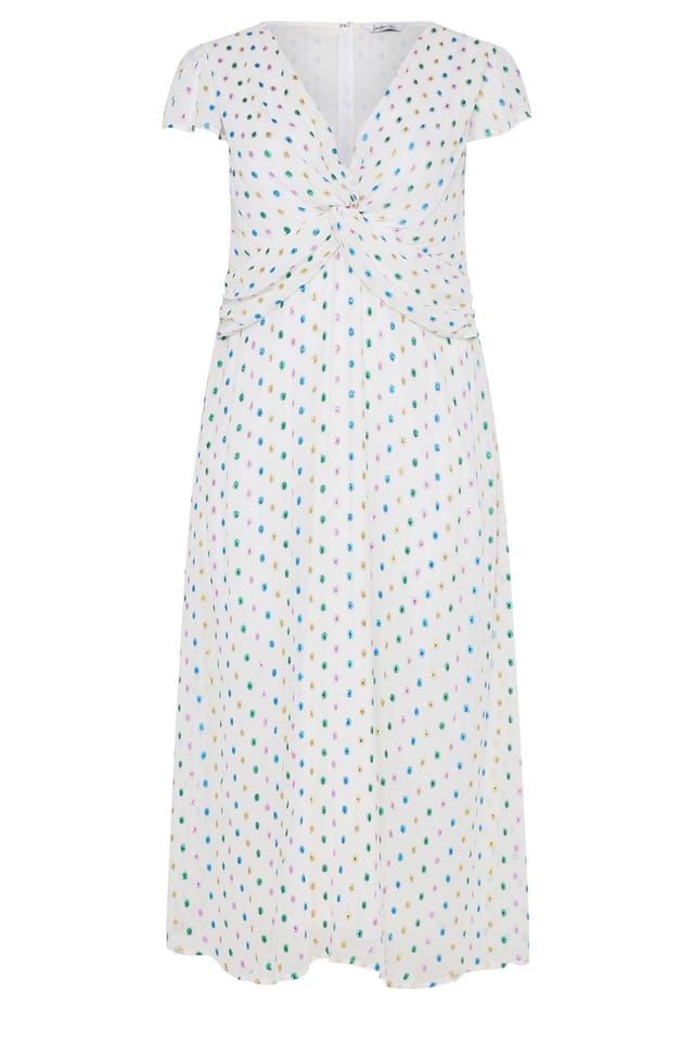 Yours Yours Women's Dobby Twist Front Maxi Dress in White - 2