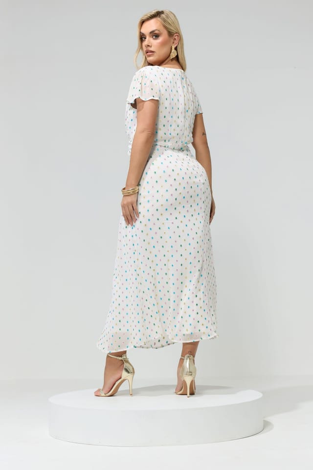 Yours Yours Women's Dobby Twist Front Maxi Dress in White - 3