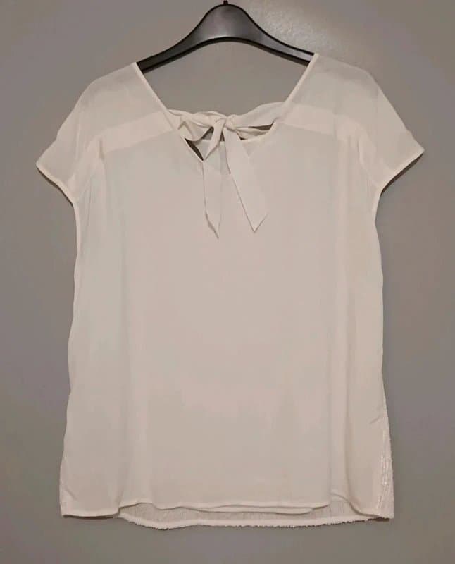 Mint Velvet Mint Velvet Bow Neck Sequin Top- size 14