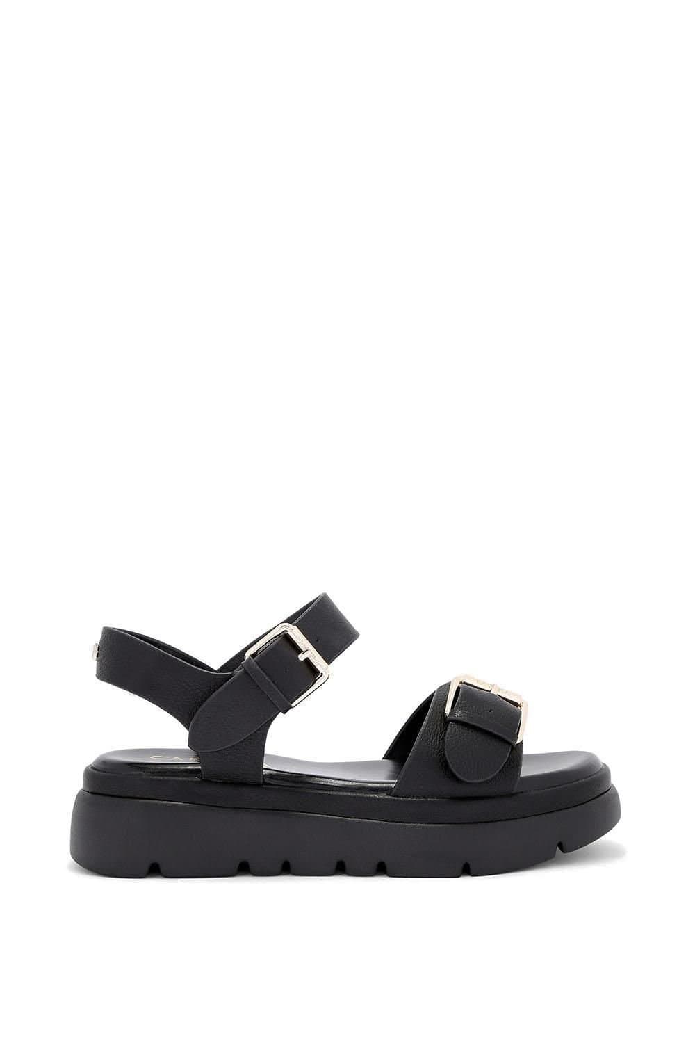 Carvela Carvela Black Pebbled Buckle Sandals
