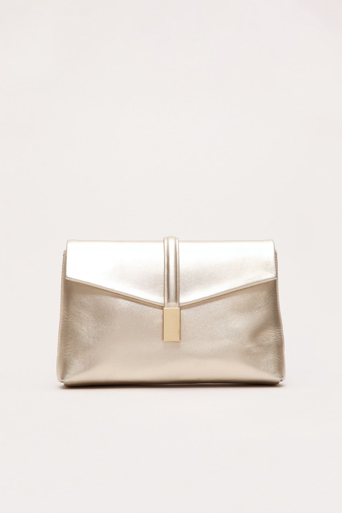Phase Eight Phase Eight Women's Leather Clutch Bag in Metallic Gold