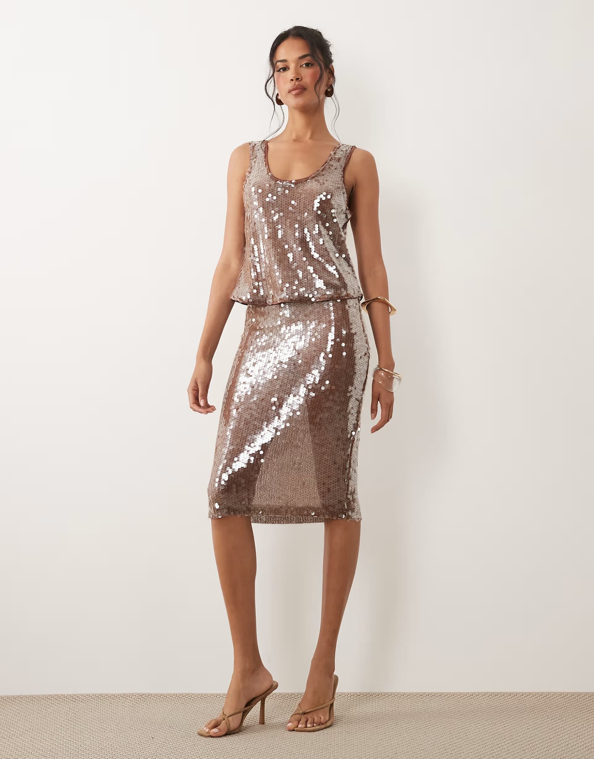 ASOS ASOS DESIGN co-ord glass sequin in brown